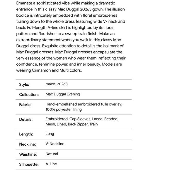 Mac Duggal 20263 - Embroidered Illusion Bodice Mother of the Bride Dress/size 14 - Picture 10 of 10